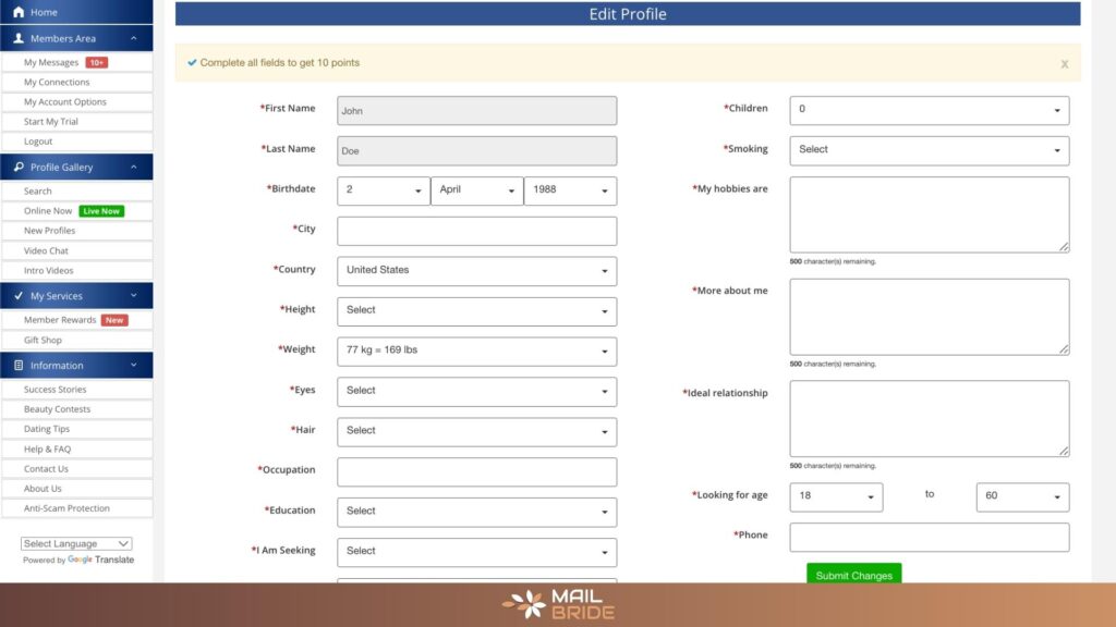 dream singles edit profile